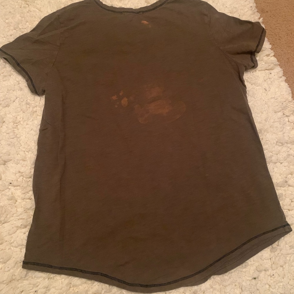 Truly Madly Deeply Dark Olive Green short sleeve tee black stitching pocket L - Picture 6 of 6